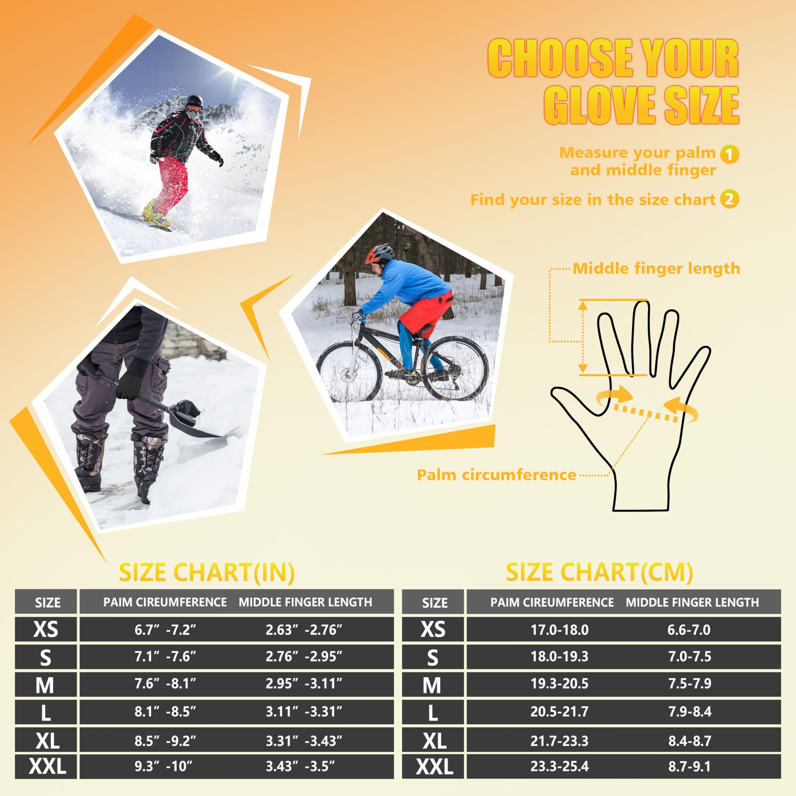 ihuan Winter Waterproof Snow Ski Gloves for Women Men,Cold Weather Warm Thermal Touchscreen