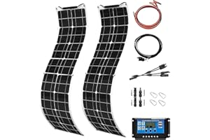 FESTIKIT Flexible Solar Panels 600 Watt 12-24 Volt 2Pcs 300W Monocrystalline Semi-Solar Panel Kit Bendable Mono Off-Grid Charger for RV, Camper,Vehicle, Caravan and Other Off Grid Applications…