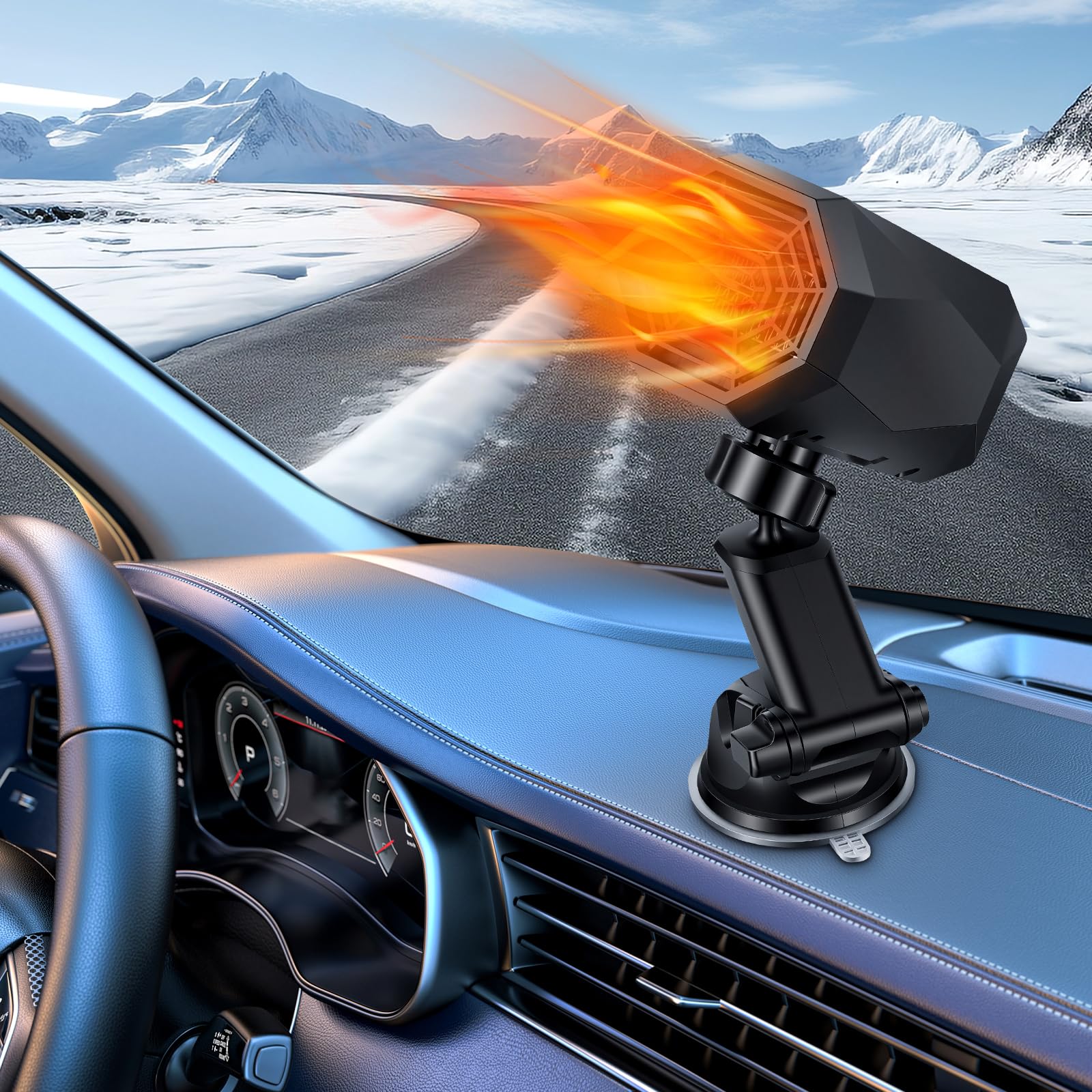 Photo 1 of 12v Car Heater, Portable Car Heater, Fast Heating Defogging & Defrosting, 360° Rotary Heating & Natural Wind Car Defroster, Plugs Into Cigarette Lighter (A, Universal)