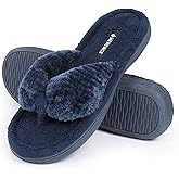 CIOR Women's Cozy Memory Foam Spa Thong Flip Flops House Indoor Slippers Plush Gridding Velvet Lining Clog Style-U1MTW017-0716