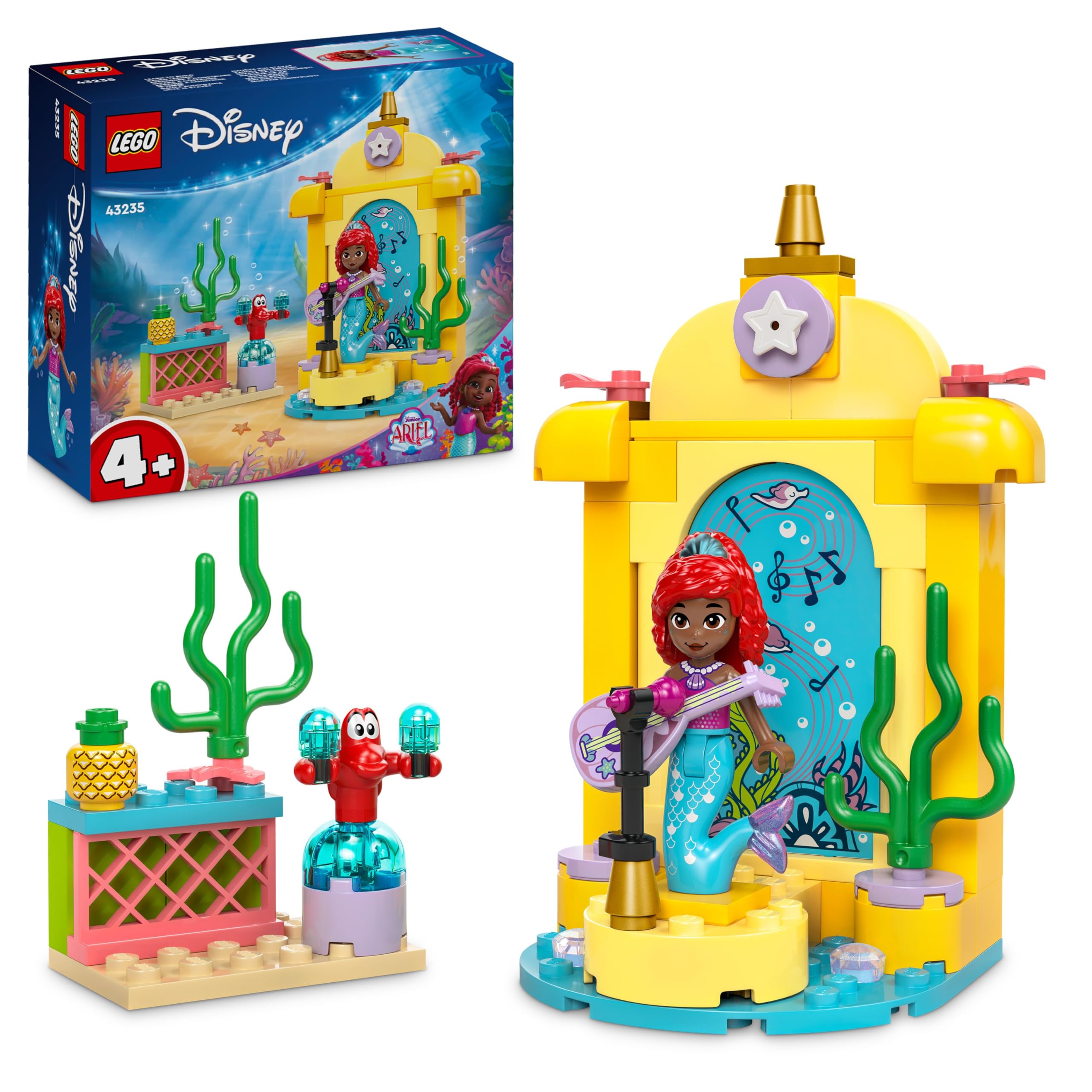 LEGO ǀ Disney Princess Ariel’s Music Stage, Buildable Toy for Kids, with a Minidoll Character and Sebastian Animal Figure, Fun Gift Idea for TV Show Fans, 4 Plus Year Old Girls and Boys 43235