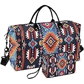 Kigai Native American Tapestry Patterns Travel Duffel Bags 2PCS,Sports Duffel Bags for Men Women,Weekender Overnight Bag Gym Tote Bag with Toiletry Bag