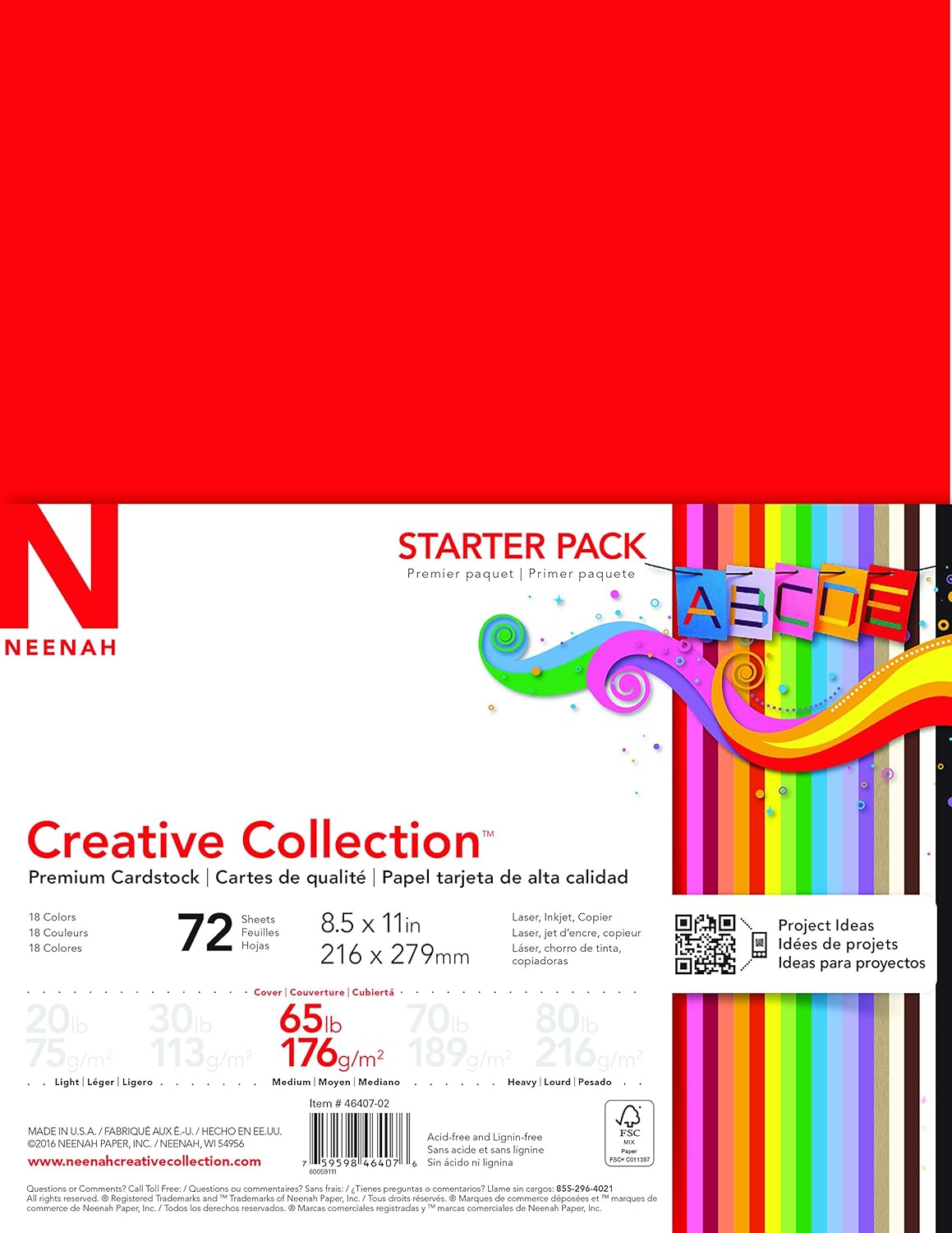 Wausau Creative Collection Classics Specialty Cardstock Starter Kit, 8.5 X 11 Inches, 72 Count Assortment (46407-02) : Cardstock Papers : Office Products