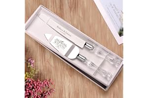 AW BRIDAL Personalized Wedding Cake Knife and Server Set, Silver Cake Cutter Set for Wedding Birthday, Pie Server Gift for Br