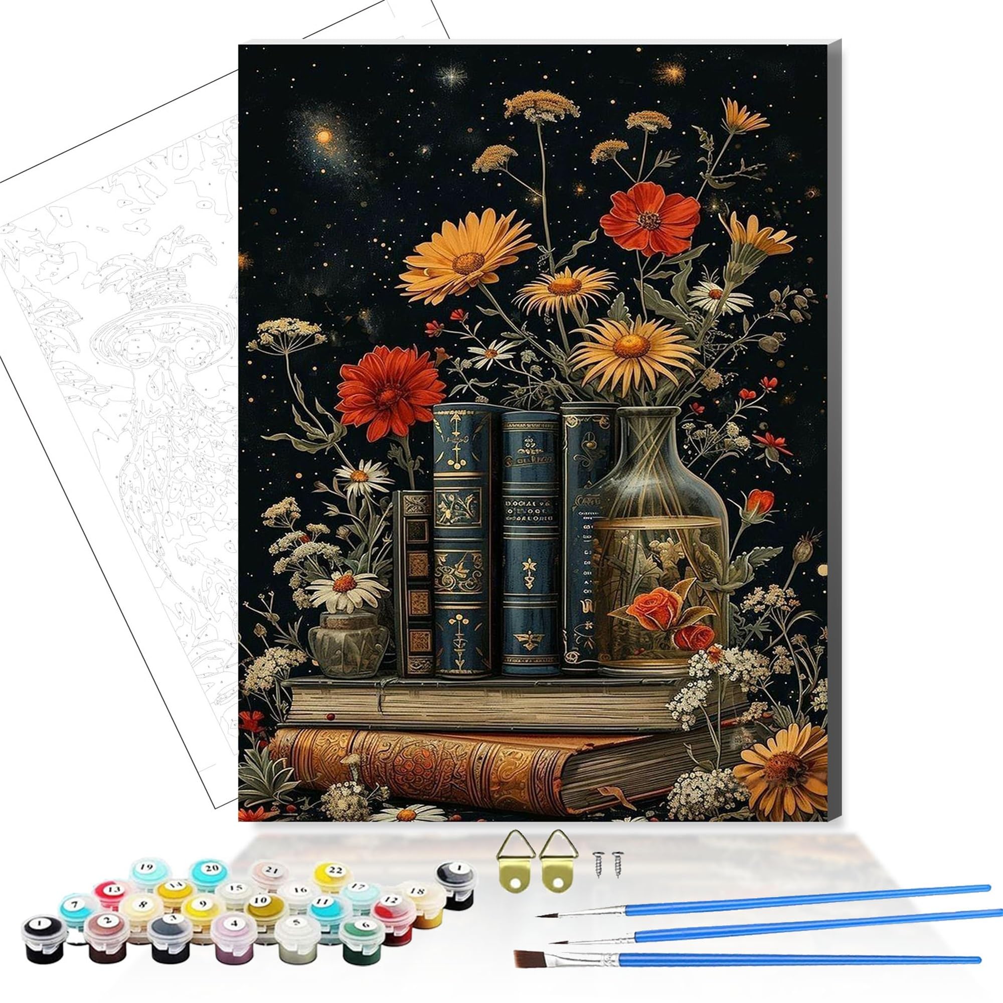 ZHOSOHO Wooden Framed Paint by Number for Adult,DIY Painting Kits for Adults,Color by Numbers,Small Paint by Number Canvas Crafts Watercolor for Beginners Hoom Decor (Flower)