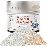 Gustus Vitae | Classic Garlic Salt | Small Batch Gourmet Sea Salt Seasoning | Premium Garlic | Natural | Non GMO | No MSG | No Fillers | Made in USA | Magnetic Tin | Small Batch | Savory Sea Salt