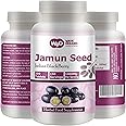 WAY 4 ORGANIC W4O Jamun Seed Capsules (Tablets) - 300 Pills, 150 Servings, 1000 mg- (Indian BlackBerry - Eugenia Jambolana) (Pack of 1)