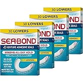 Sea Bond Secure Denture Adhesive Seals, Original Lowers, Zinc-Free, All-Day-Hold, Mess-Free, 30 Count (Pack of 4)