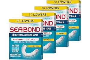 Sea Bond Secure Denture Adhesive Seals, Original Lowers, Zinc-Free, All-Day-Hold, Mess-Free, 30 Count (Pack of 4)