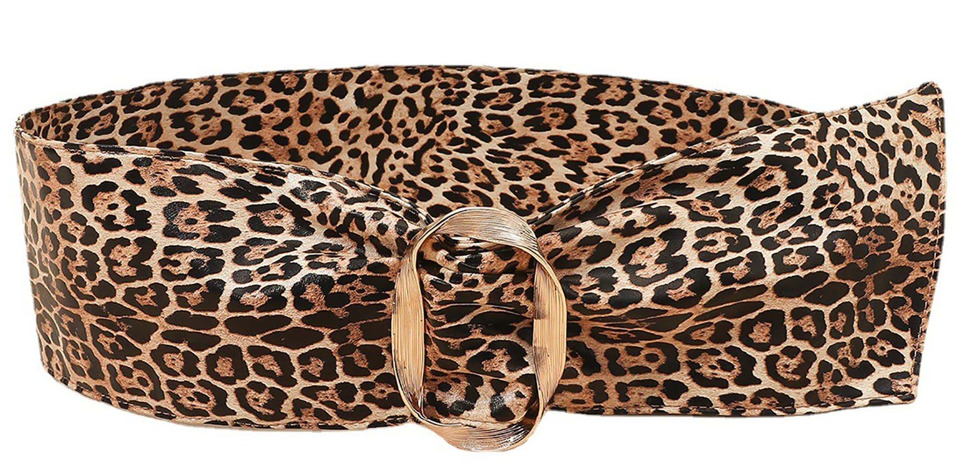 Photo 1 of INOGIH Womens Leopard Print Wide Cinch Belt Fashion PU Leather Cinch Waistband for Dress Free Size