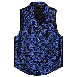 Barry.Wang Royal Blue Black Victorian Vest Loki Men
