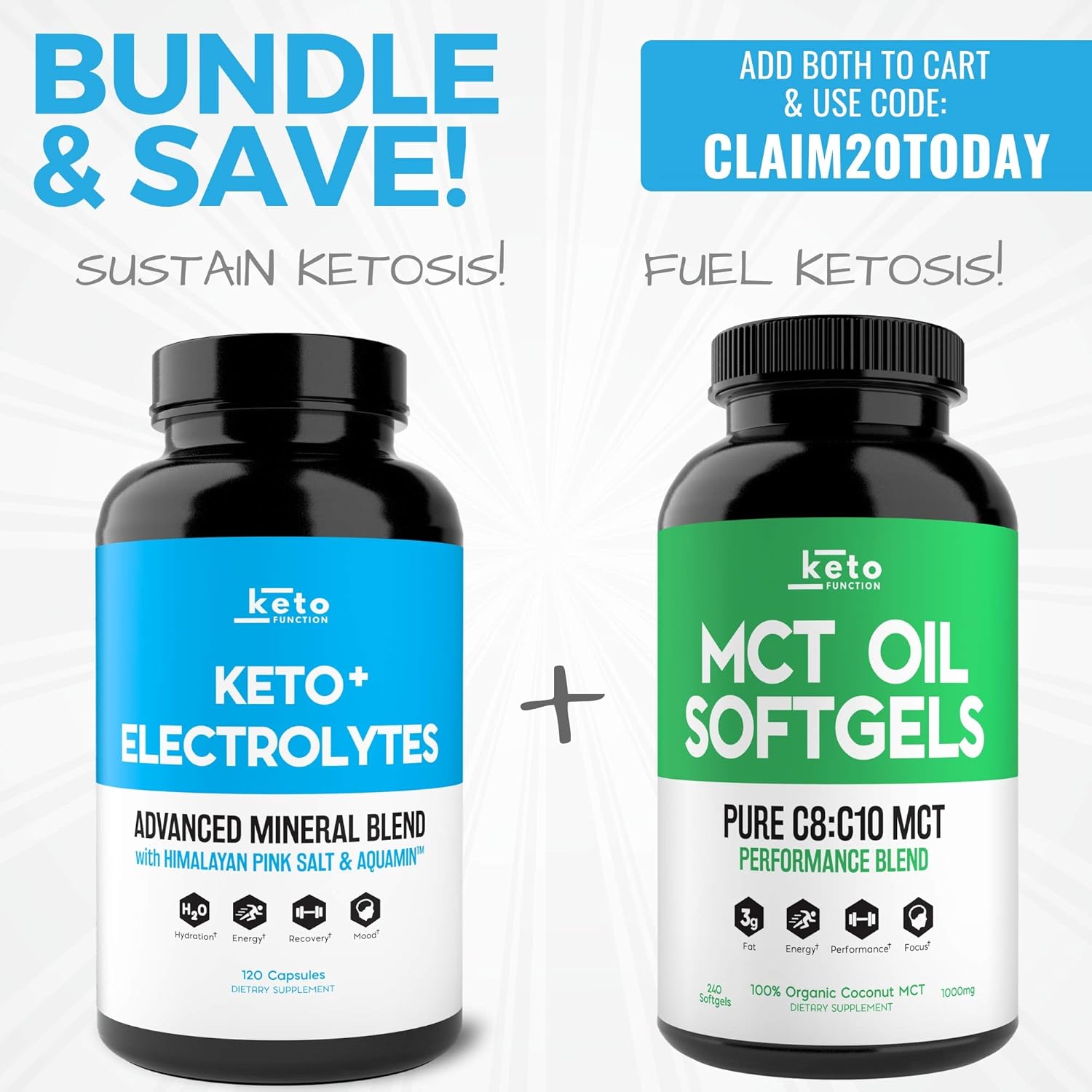 Keto Electrolyte Supplement - Electrolytes and Trace Minerals for Low-Carb Keto Diet - Leg Cramp Relief, Hydration, Energy, Ketosis - Sodium, Potassium, Magnesium, Calcium - Keto Friendly Pills 120ct: Health & Personal Care