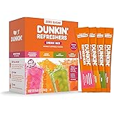 Singles To Go! Dunkin' Refreshers Green Tea Drink Mix Packets, 40 Count | Sugar Free, Loaded Tea Packets with Caffeine Energy from Green Tea, Aspartame-free, Just add water, Energy Drink Alternative