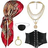 CICOCI Men Pirate Costume Accessories Set for Women Pirate Hat Head Scarf Corset Belt Dress Accessories