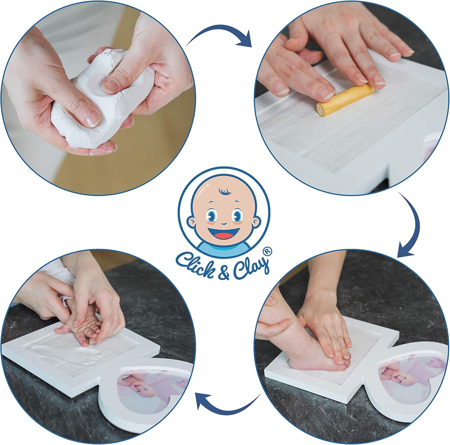 Cadre Photo En Forme De Cœur Kit D Empreintes Pieds Et Mains De Bebe Cadeau De Baby Shower Click Clay Blanc Naissance Et Bapteme Souvenirs De Bapteme Bebe Puericulture Psicologoentarragona Es