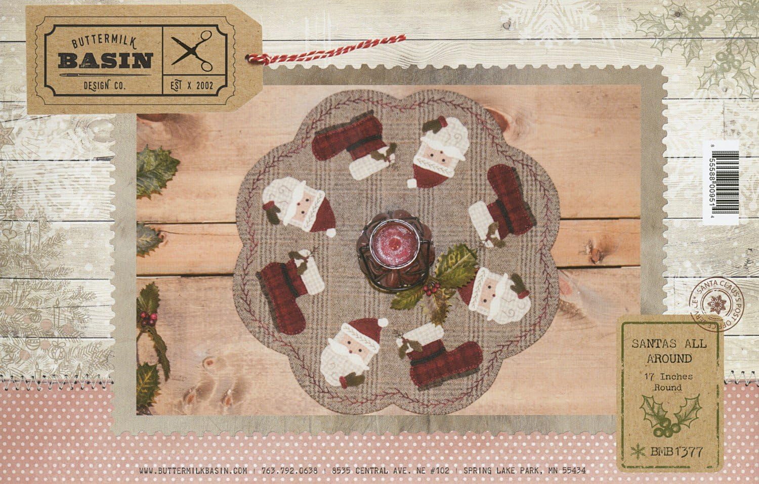 Amazon Com Santas All Around By Buttermilk Basin Wool Applique Pattern Bmb 1377 17 Diameter Christmas