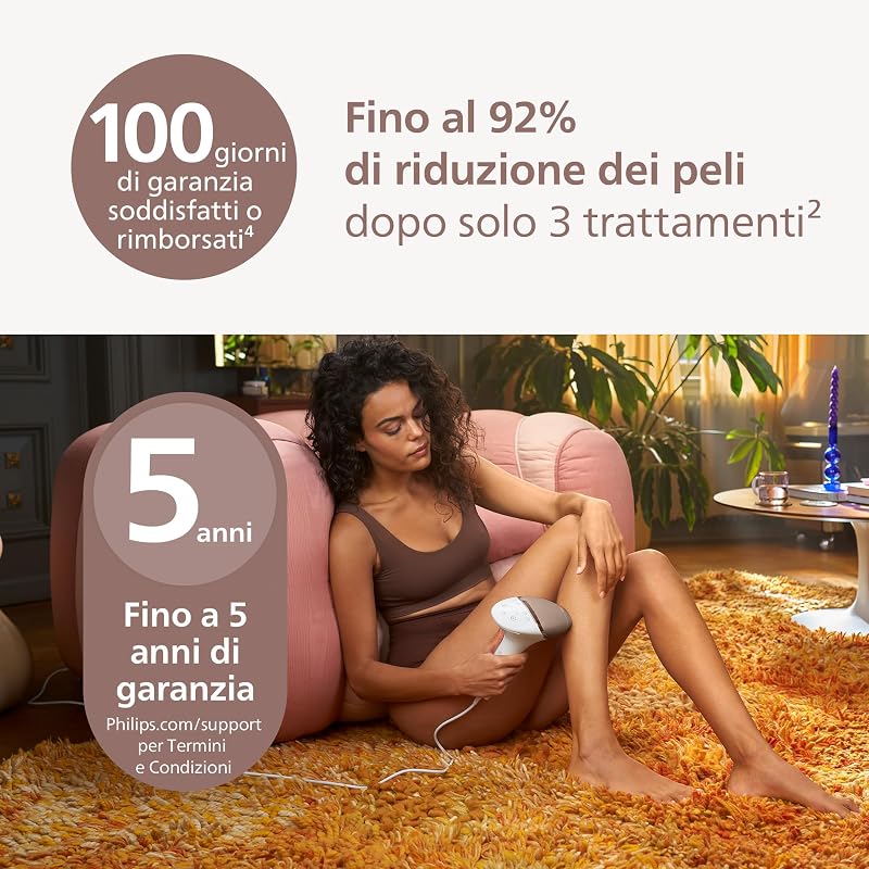 Lumea serie 8000, dispositivo di depilazione IPL, alternativa alla depilazione laser, tecnologia SenseIQ, 4 accessori per corpo, viso, zona bikini e ascelle, modello BRI948/00
