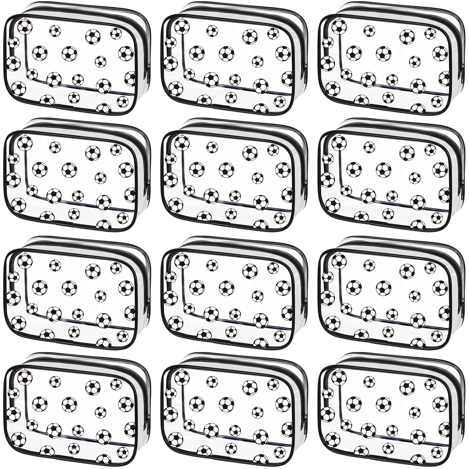 Photo 1 of Kacctyen 12 Pcs Soccer Clear Makeup Bag with Zipper Bulk Sport Goodie Clear PVC Pouch Organizer Waterproof Travel Case for Woman Team Gifts Birthday Decorations Supplies