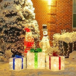 LAMPHOME 70 LED Christmas Set of 3 Lighted Gift