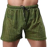 YUFEIDA Mens Hollow Openwork Drawstring Lounge Underwear Boxer Shorts Loose Bikini Trunks Multi Color