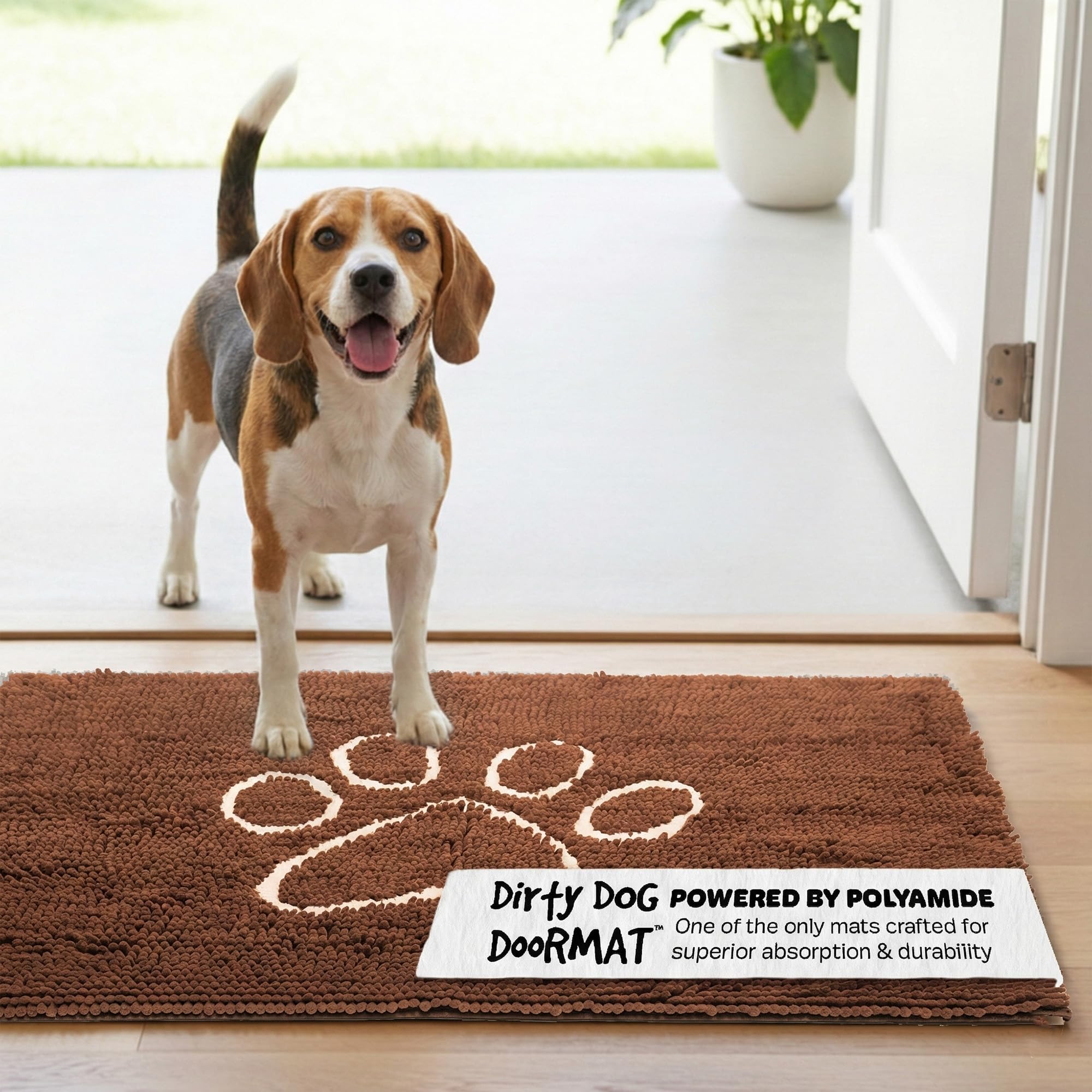 Dog Gone Smart Dirty Dog Microfiber Doormat, Super Absorbent Machine Washable with Non-Slip Backing, Medium, Almond