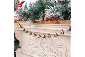 SLADPOEM Christmas Decorations-12 Bells Christmas Garland-Rustic Bells Garland Banner for Christmas Tree Mantle Fireplace and Wall Decor