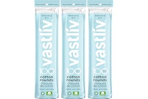 Vastliv Organic Cotton Rounds for Face (300 Count) Makeup Remover Pads, Hypoallergenic, Lint-Free | 100% Pure