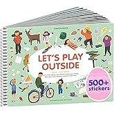Let's Play Outside 500+ Kids Sticker Book by Cupkin Fun Toddler Travel Activity Coloring and Sticker Book, 12 Coloring Pages + 12 Scenes for Children's of 2-8 Years, Valentines Gifts for Kids