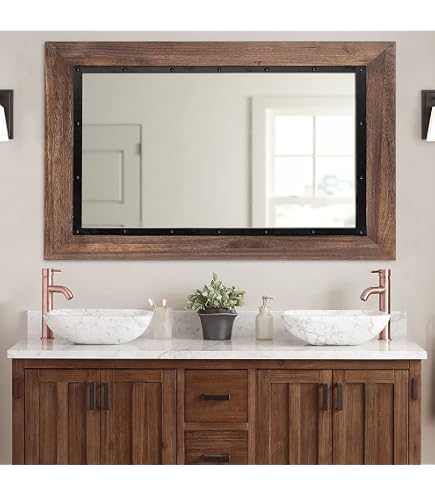 Proman Products Wall Mirror With Drawers & Hooks - Dark Walnut Finish, Entryway Organizer