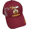 Shriner Baseball Cap - Maroon Embroidered Masonic Hat, Adjustable Velcro Strap, One Size Fits Most Men