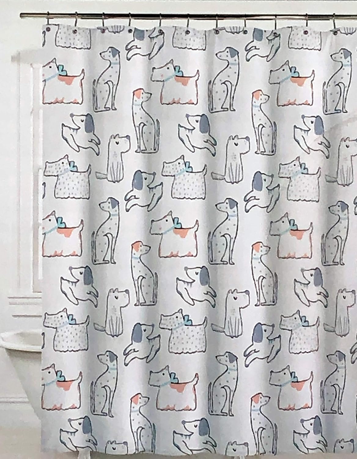 コンビニ受取対応商品 Peri Home ファブリックデザイナーシャワーカーテン サーモンピンク アクアグレー 犬 白い背景 子犬 土地 B07qc7ynz4 人気ブランド Almnssa Com コンビニ受取対応商品 Peri Home ファブリックデザイナーシャワーカーテン サーモンピンク アクアグレー 犬 白い背景 子犬 土地 B07qc7ynz4 人気ブランド Almnssa Com