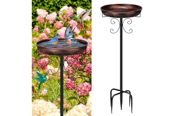 Daoeny 35In Bird Baths for Outdoors, Vintage Outdoor Freestanding Birdbaths & Birdfeeder, Bird Bath Feeder Bowl with Metal St