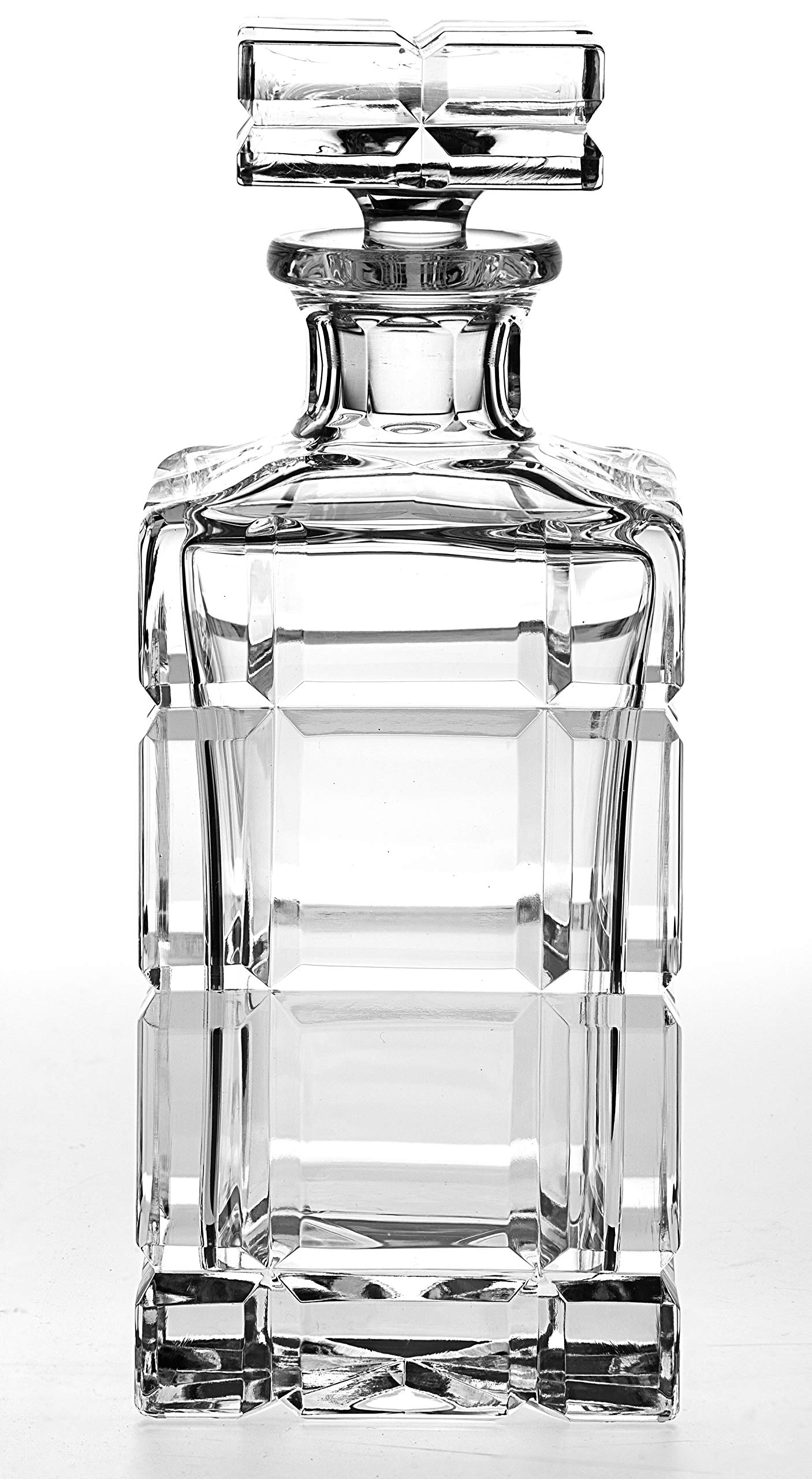 Barski - Hand Cut - Mouth Blown - Crystal - Whiskey - Square Decanter - 30 oz. - Made in Europe