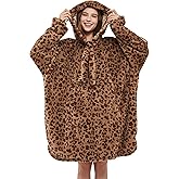 Viviland Blanket Hoodie Wearable Blanket Oversized Super Soft Warm, Gifts for Women Men Teen gifts, Cheetah Print Brown