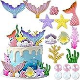 17 PCS Mermaid Cake topper Under the Sea Cake Decorations Balls Cake Decor Party Supplies