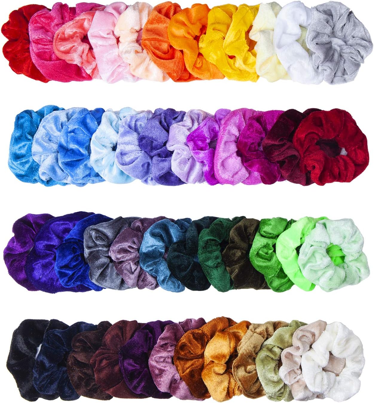 48 Pcs Girls Scrunchies for Hair, MOLYHUA Velvet Elastic Hair Scrunchies Hair Bands Scrunchy Hair Ties Ropes for Women or Girls Hair Accessories - 48 Assorted Colors Scrunchies