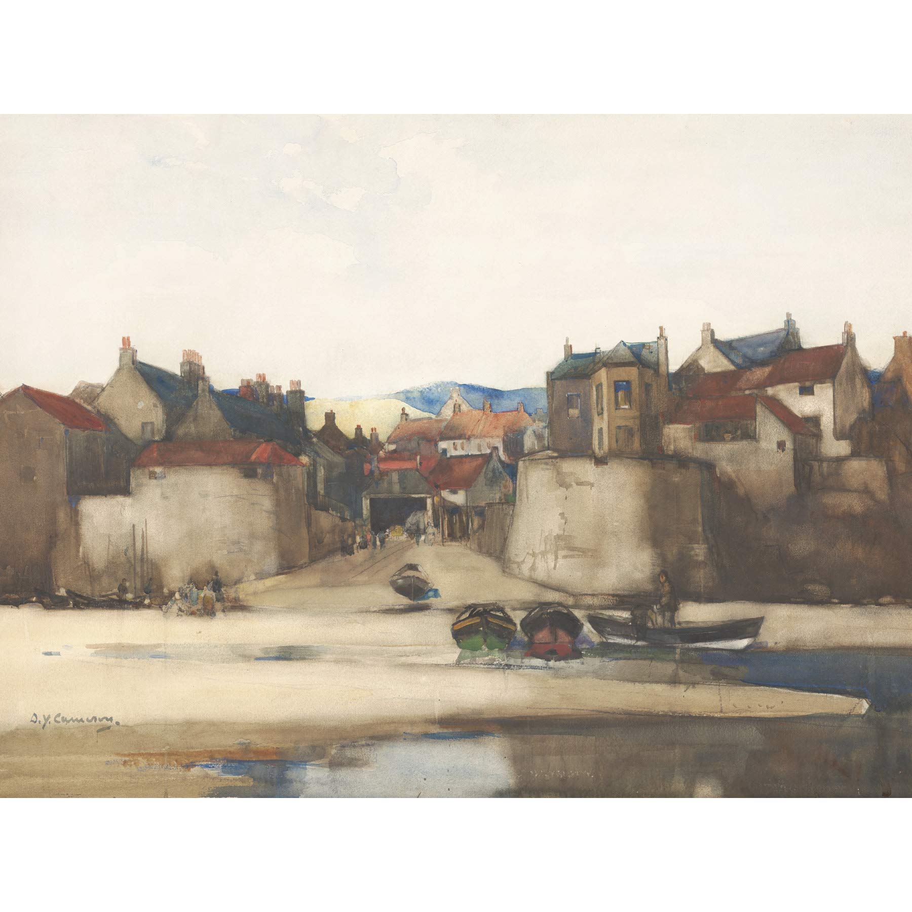 Cameron Robin Hood's Bay Seascape Boats Harbour Painting Large Wall Art Print Canvas Premium Mural