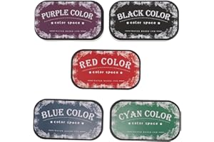 Baluue 5pcs Pigment Ink Pads Waterbased Stamp Ink for Rubber Stamps Paper Fabric Wood Scrapbooking Crafting