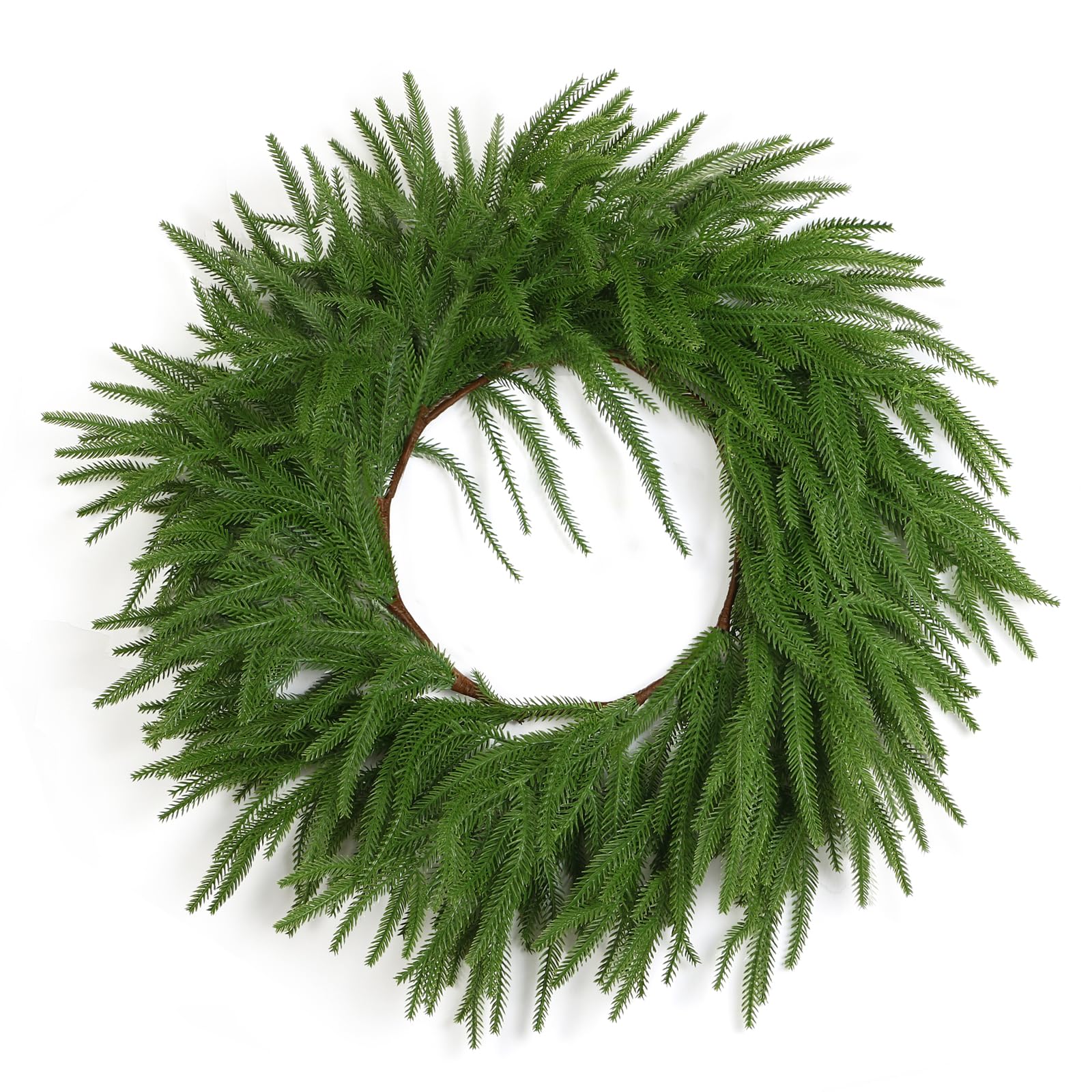 Dremisland Norfolk Pine Christmas Wreaths for Front Door 24" Large Artificial Door Wreath Green Faux Cedar Wreaths Evergreen Norfolk Pine Greenery Garland for Wall Windows Mantle Indoor Outdoor Decor