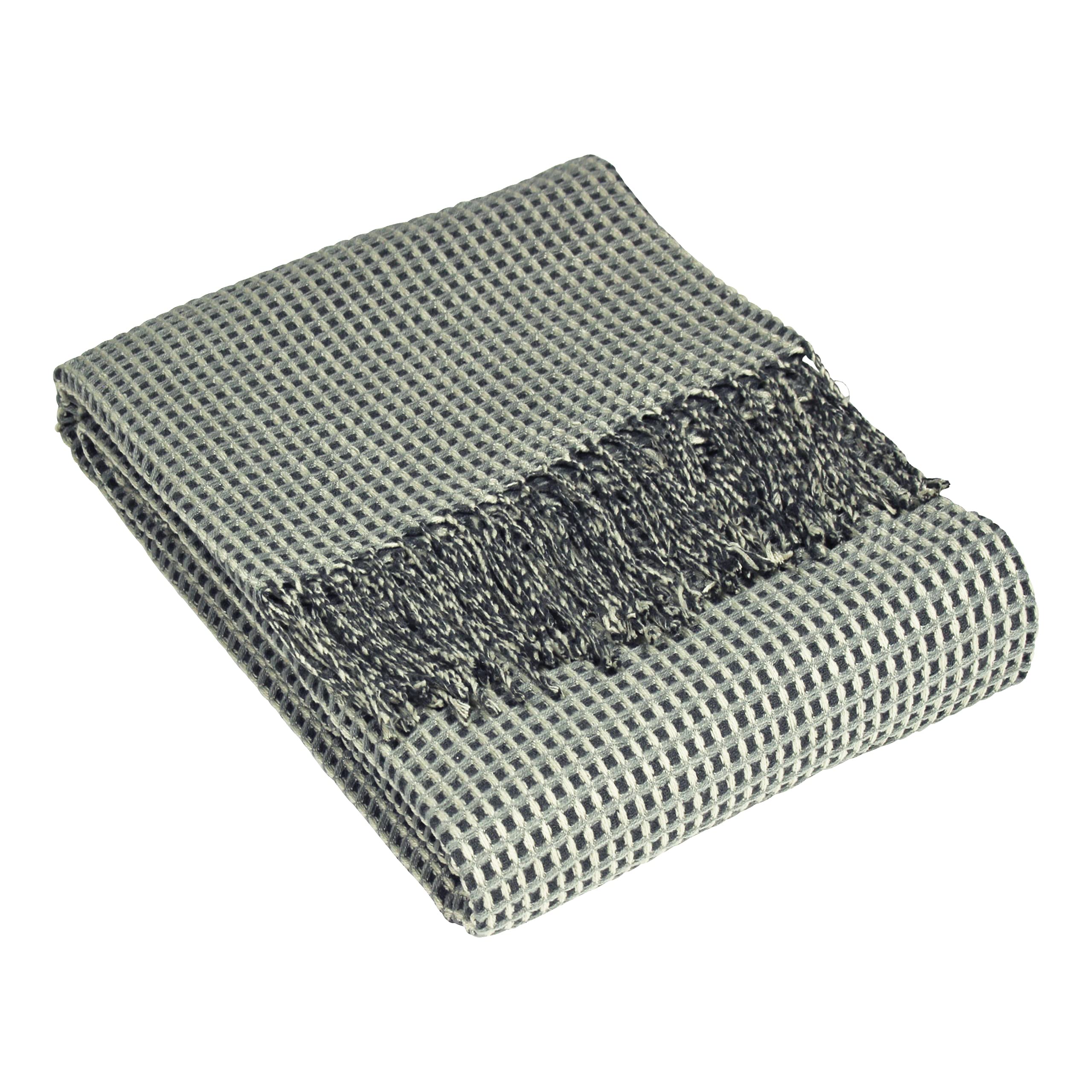 furn. Rowan Throw, Woven Waffle Design, Acrylic, Charcoal