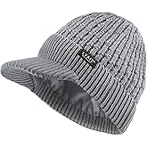 Lvaiz Womens Satin Lined Winter Beanie Hat with Brim Visor Warm Knit Cuffed Skull Baseball Cap Silk Lining Hat for Men