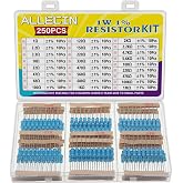 ALLECIN 25 Values 1W Metal Film Resistor Kit from 1 Ohm to 1M Ohm 1 Watt 1% Resistors Assortment
