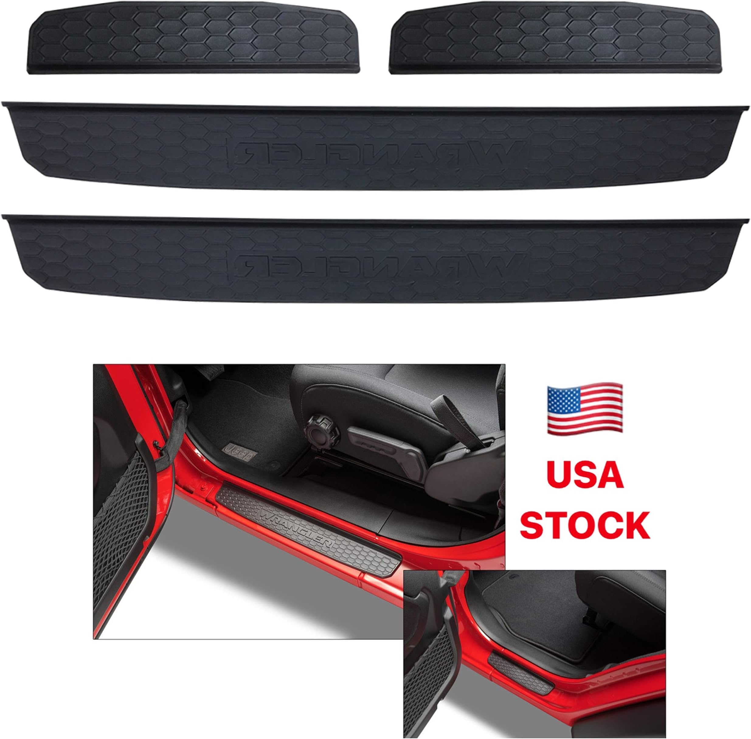 Door Sill Guards for 2018-2019 Jeep Wrangler JL JLU & 2020 Jeep Gladiator Jeep Wrangler JL Accessories Door Entry Guards Protector (4-Door)