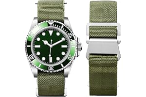 BINLUN Elastic Nylon Watch Band 18mm 20mm 22mm Marine Nationale Fabric Military Parachute Replacement Watch Strap Men Women Silver & Black Buckle - Upgraded Hook-and-Loop Buckle