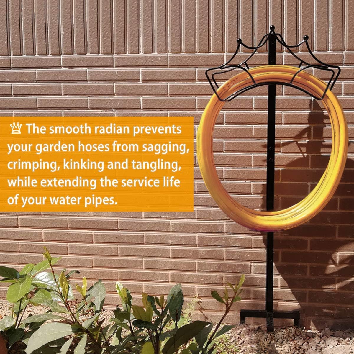Garbuildman Freestanding Garden Hose Stand Holder - Metal Water Pipe Reel Rack for Outdoor, Shiny Black : Garden & Outdoor