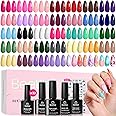 Beetles Gel Polish Set All Seasons Gel Nail Polish Kit Neon Black White Red Blue Nude Green Purple Orange 32 Colors with Base Coat Glossy Matte and Glitter Top Coat Gifts for Women Fingertips Canvas