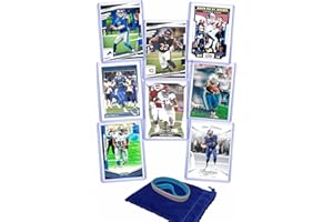 G.O.A.T CHASER Detroit Lions Cards: Jared Goff, David Montgomery, Amon-Ra St. Brown, Sam LaPorta, Jahmyr Gibbs, Barry Sanders, Aidan Hutchinson, Calvin Johnson ASSORTED Football Stars & GOATs Trading Card & Wristbands Gift Pack