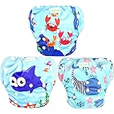 wegreeco Baby & Toddler Snap One Size Adjustable Reusable Baby Swim Diaper (Sea-Elves, Large, 3 Pack)