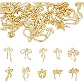 NICENEEDED 40 PCS Metal Bowknot Pendants, Golden Bow Dangle Charms, Mini Cute Bowknot Earring Charms for Jewelry Making Bracelet Necklace, DIY Crafts Supplies
