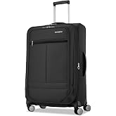 Samsonite Soft-Sided 25-Inch Lightweight Medium Checked Expandable Element Suitcase: Durable, 360&deg; Spinner Wheels, Adjustable Telescopic Handle, 2 Front &amp; 1 Side Pocket -Black